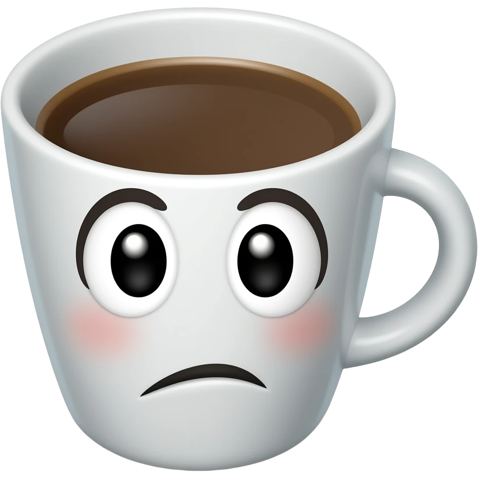 coffee cup animated whith eyes and mouth without expressions emoji