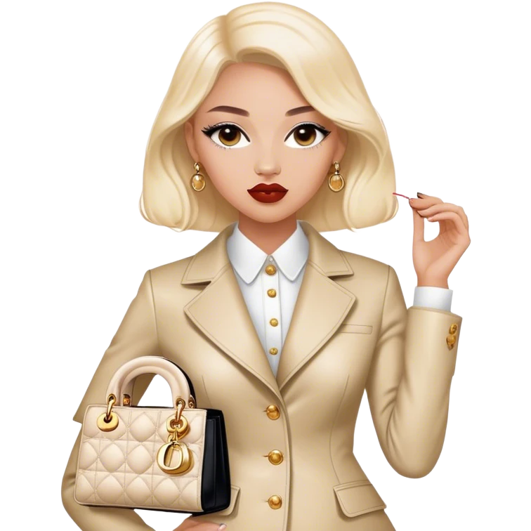 Woman dressed up in Dior Bar jacket carrying a Lady Dior bag emoji