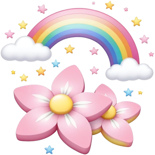 Cute Pastel pink and white Cherry Blossom Sakura Starburst Shooting Star Rainbow emoji
