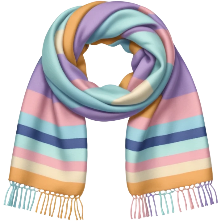 Realistic pastel horizontally thick-striped gradients winter scarf isolated. emoji
