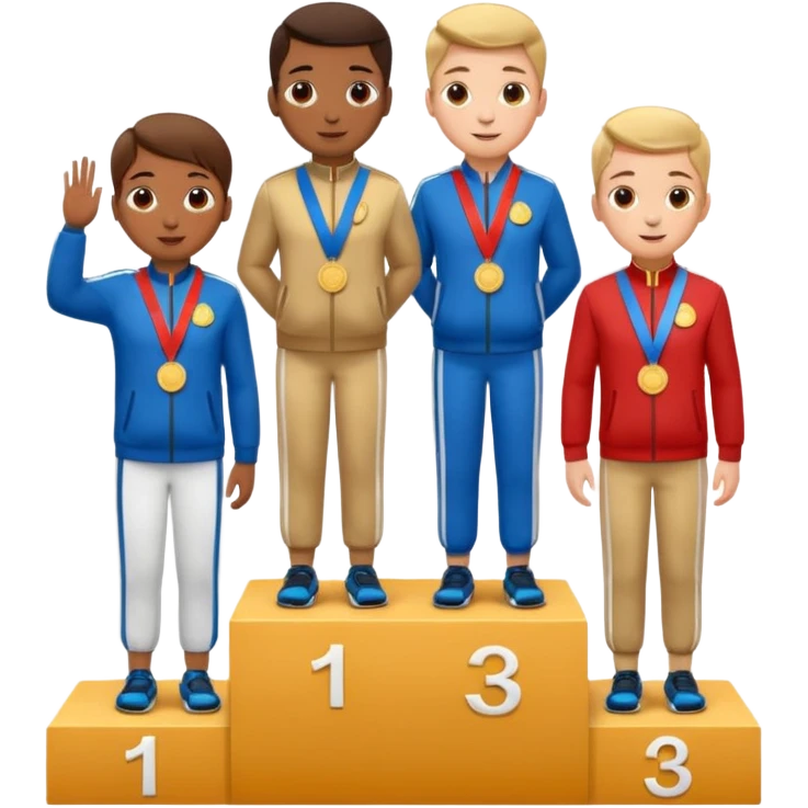 show people on podium in first, second and third place emoji