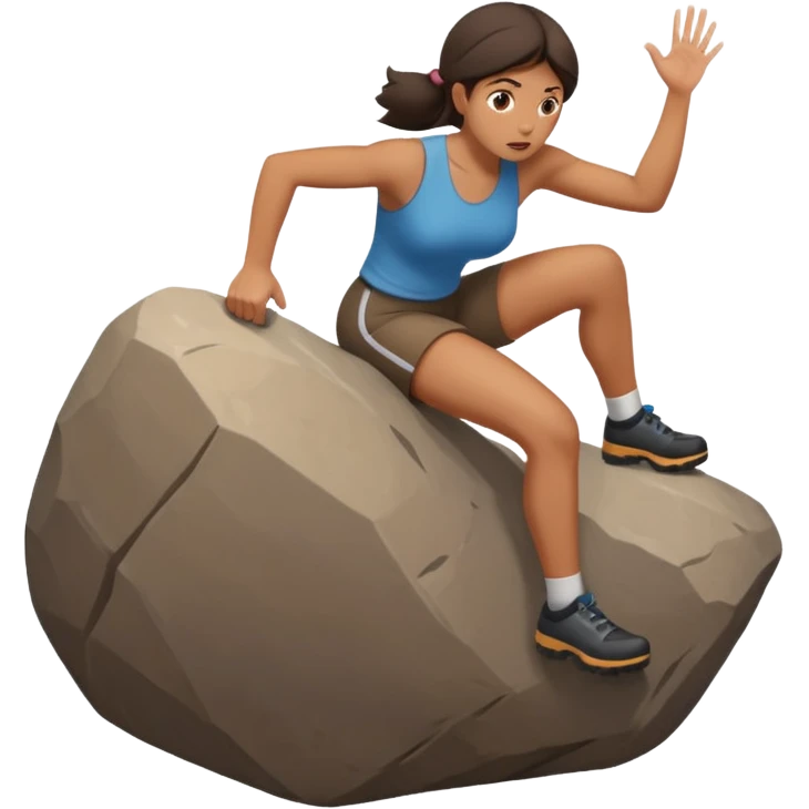 I need a woman pushing a bolder uphill like sysiphus emoji