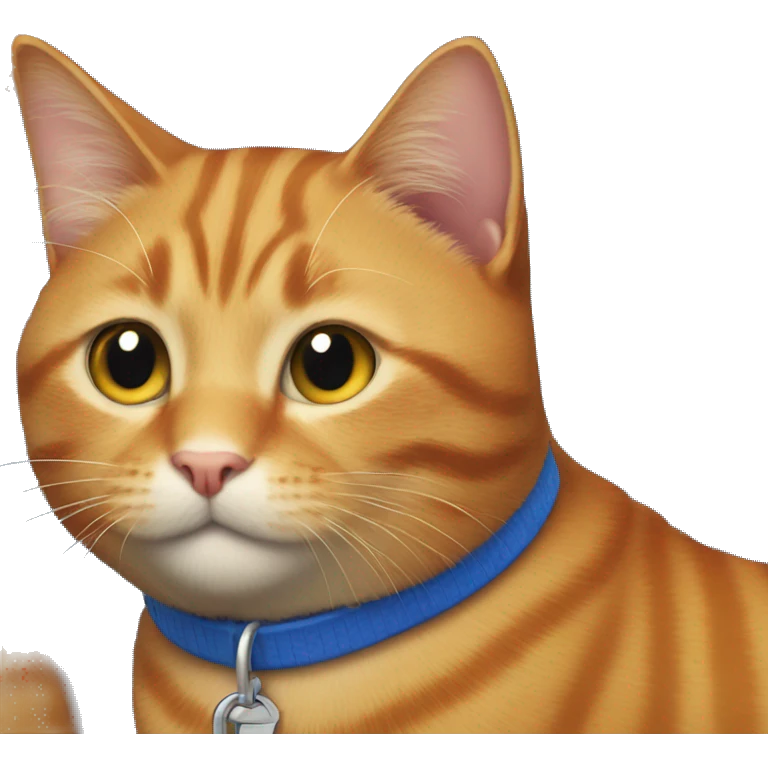 a ginger cat with a blue collar emoji