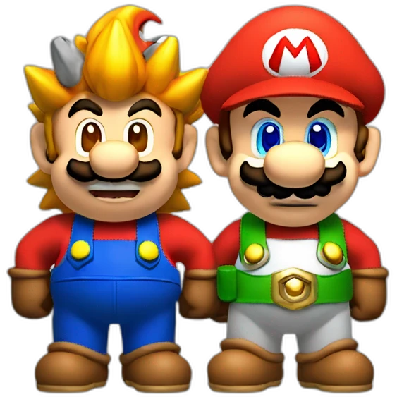 Mario and bowser from super mario emoji
