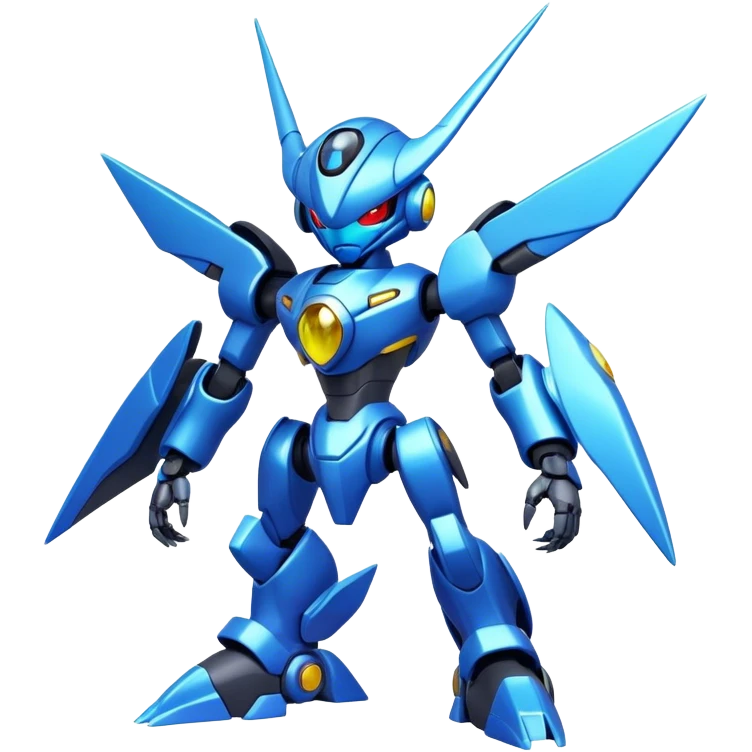 Shiny Futuristic Cool Fakemon-Pokemon-Digimon-Spectrobes-Medabot-fusion, full body emoji