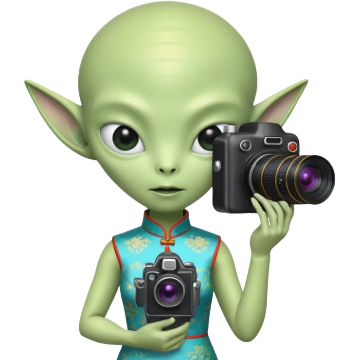 cheongsam ancient alien with camera emoji
