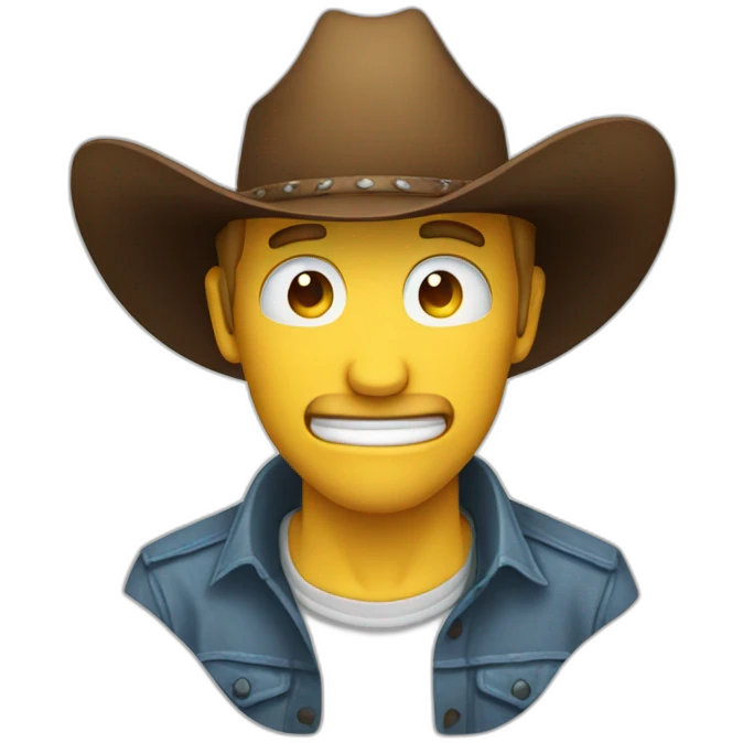 Cowboy hat crying laughing eyes open woozy mouth emoji