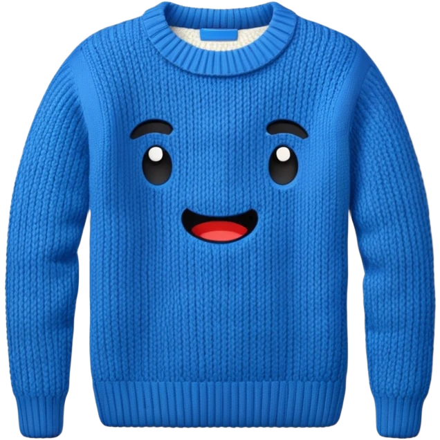 A 3D cartoon warm sweater with chunky knit texture, folded on a table, smooth shadows, Memoji-style realism. emoji