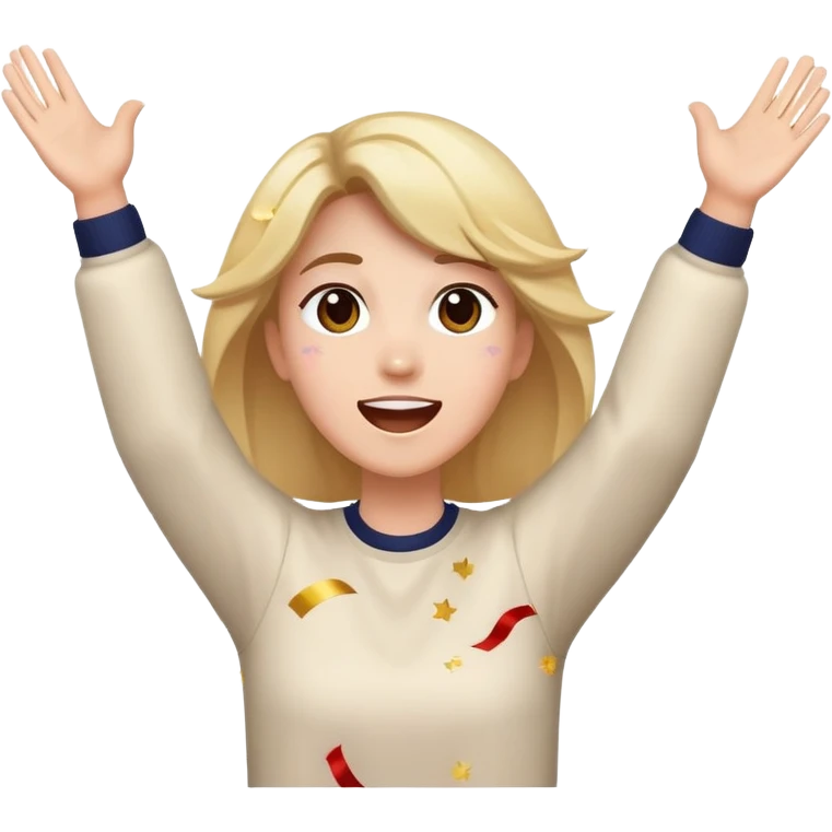 face with hands raised, confetti in the air, cheering at a parade emoji