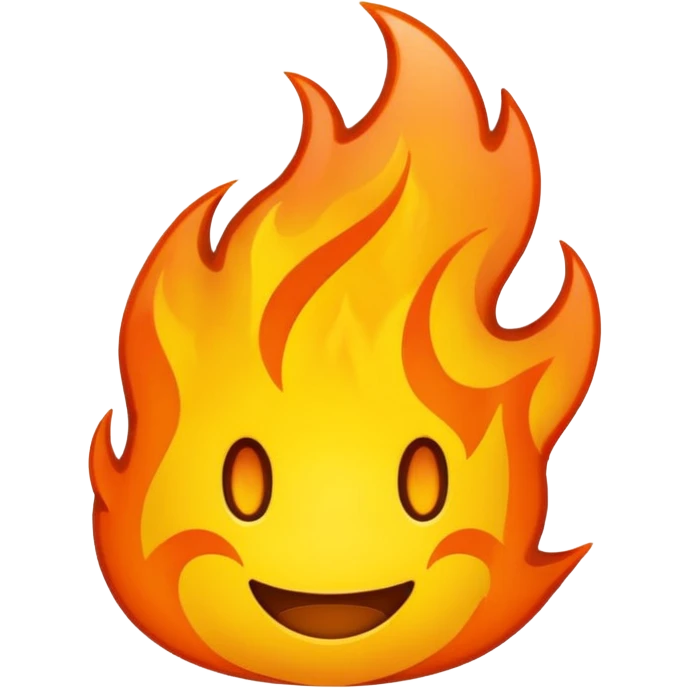 cartoon flame icon emoji with the word 'FIRE' in bold, comic font, thick black outline, eye-catching orange and yellow, clear and readable for chat and YouTube memberships emoji