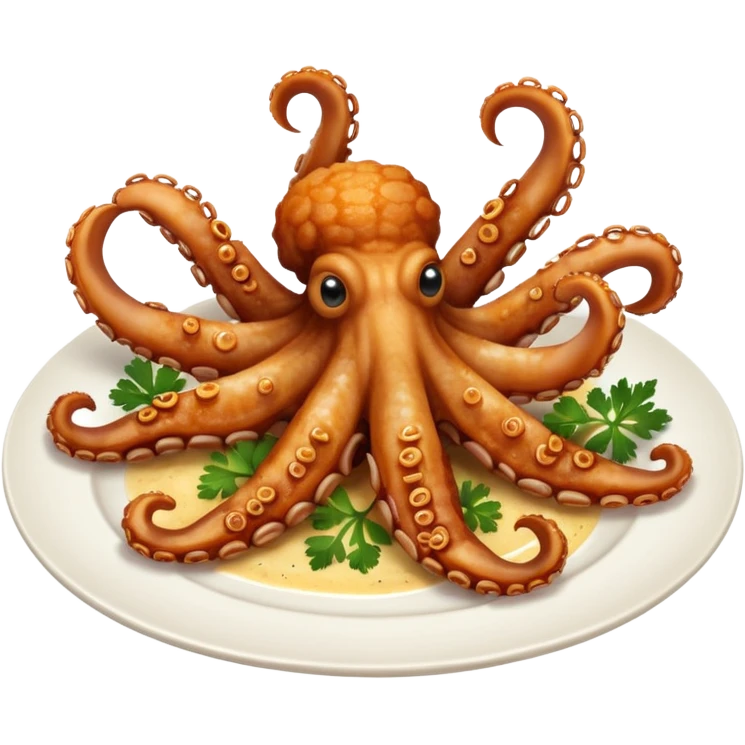 fried octopuses legs on the plate without head emoji