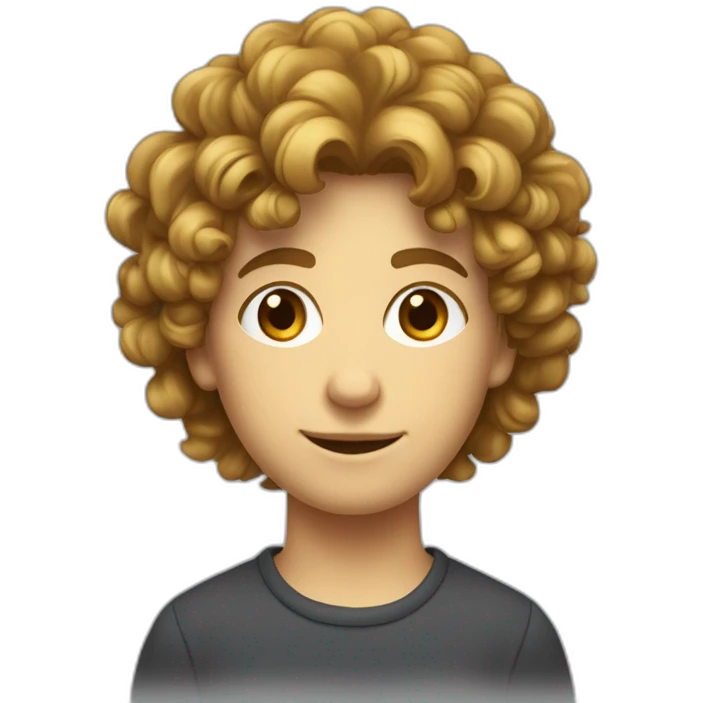jeune garçon avec une tête au carré et un peu de cheveux bouclés  emoji