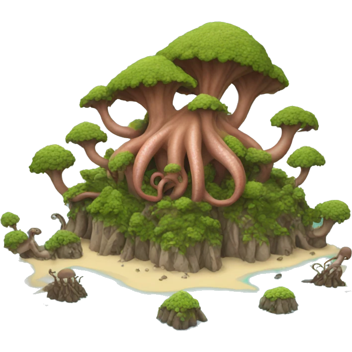 An island made out of octopuses emoji