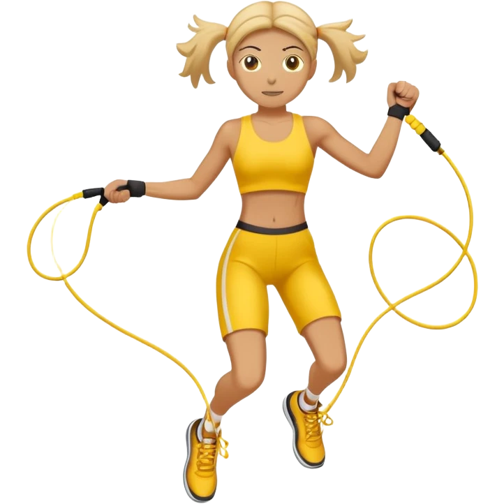 person jumping rope, simple yellow face emoji