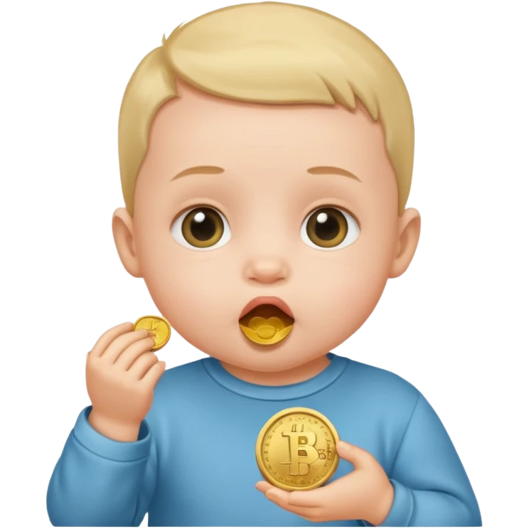 bebe com moeda na boca emoji
