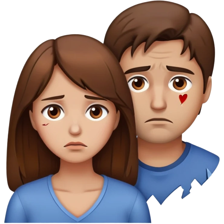 brown hair sad broken heart couple emoji