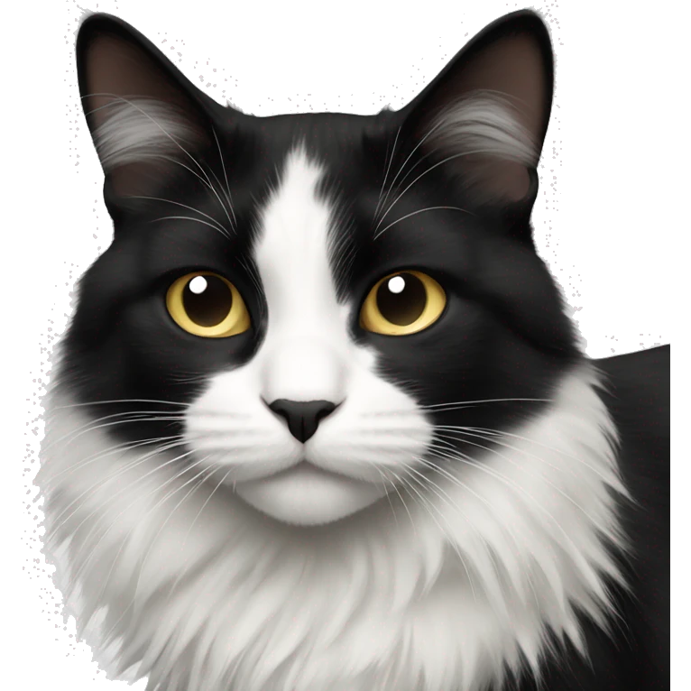 black and white cat long haired emoji