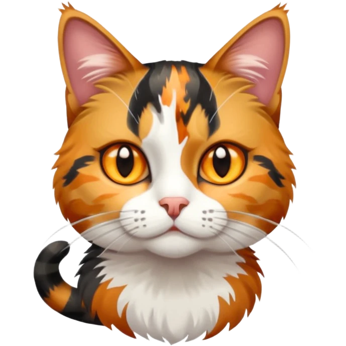 full body anxious looking colourful light calico tabby cat with hazel eyes emoji