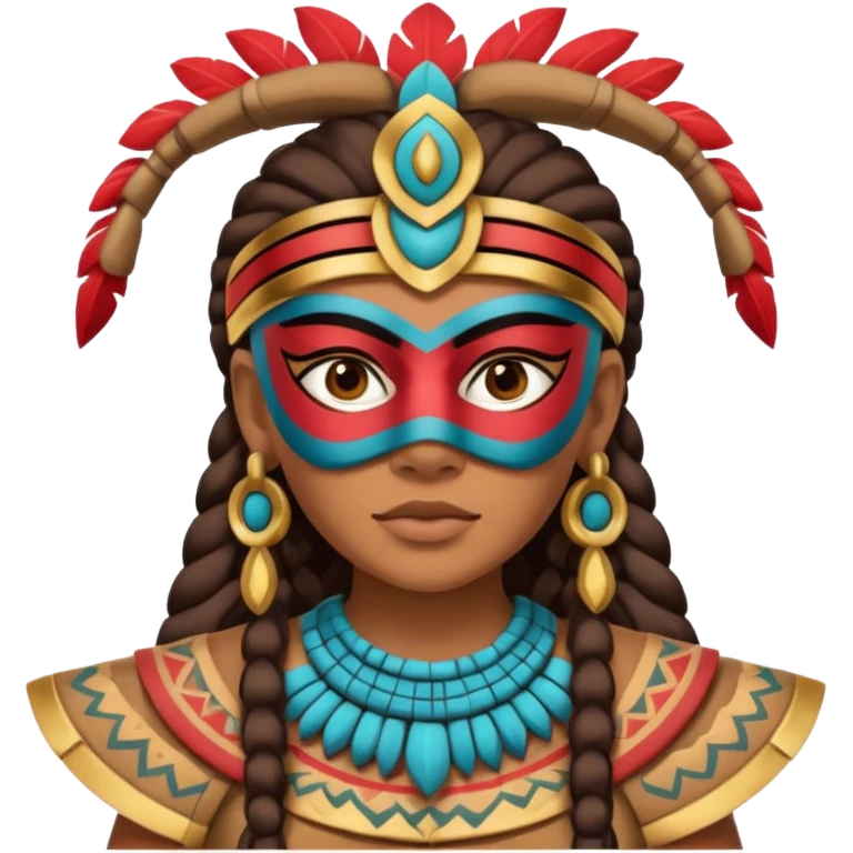 face full maya mask tradational mayan woman warrior half boudy  emoji