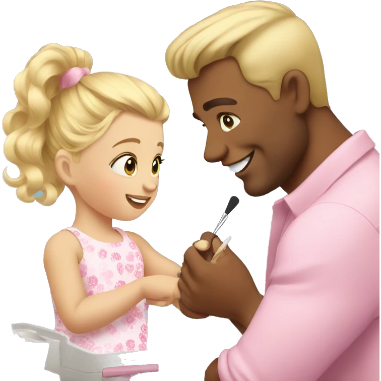blonde babydaughter gives blonde dad a manicure emoji