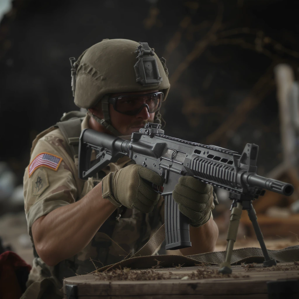 realistic military machine gun, side view, detailed emoji