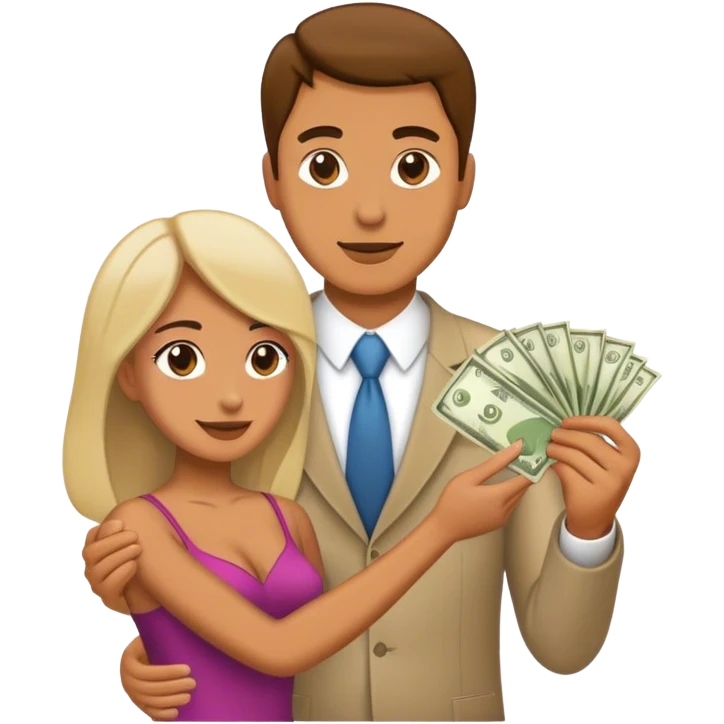 Man handing woman money emoji