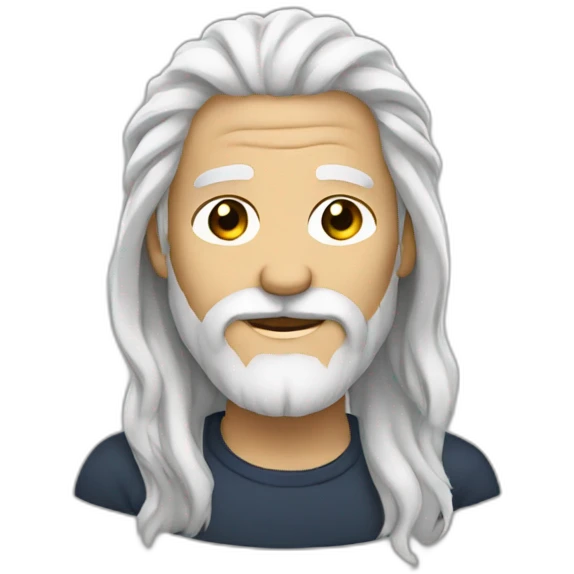 Man long white hair, brown beard emoji