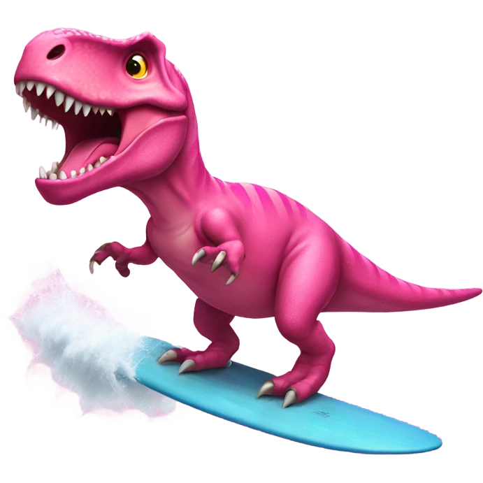 Pink t Rex surfing  emoji