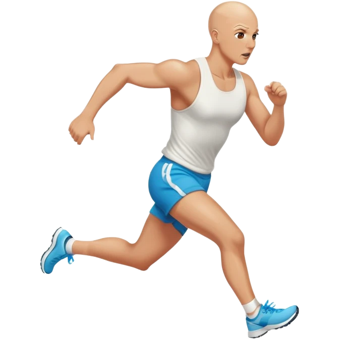 bald athlete, in shorts, runs like Britney Spears emoji