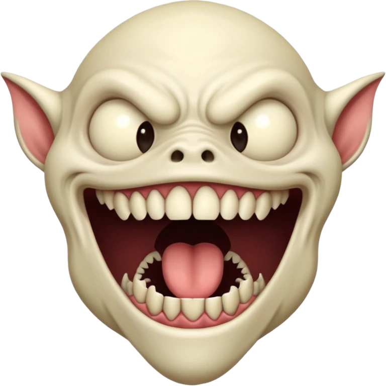 jaw droup a long monster mouth "no horns at al"l a creepy monstrer emoji