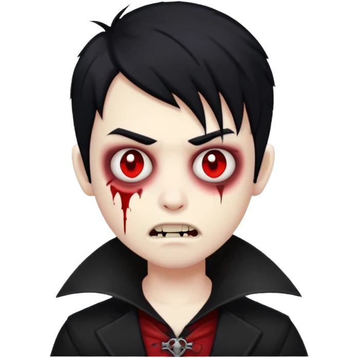 Boy vampire zombie with black hair emo emoji emoji