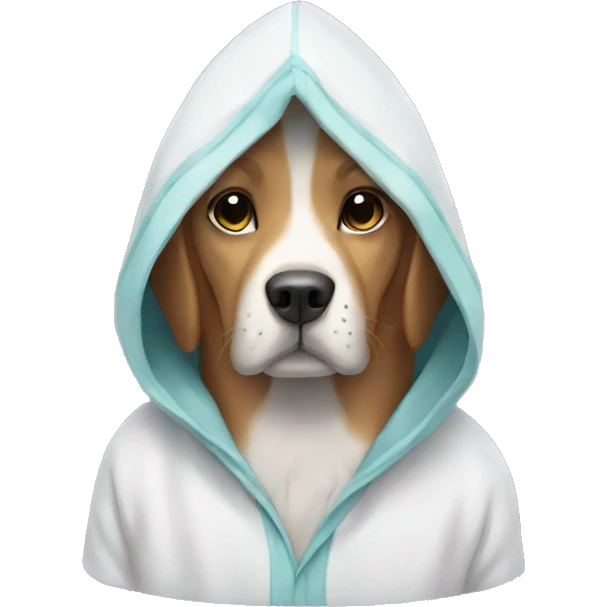 Dog wearing a hoodie at a spa emoji