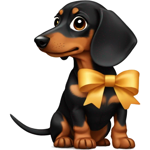 Black and tan dachshund with bow emoji