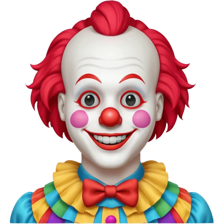 A white animatronic humanoid male clown manne emoji