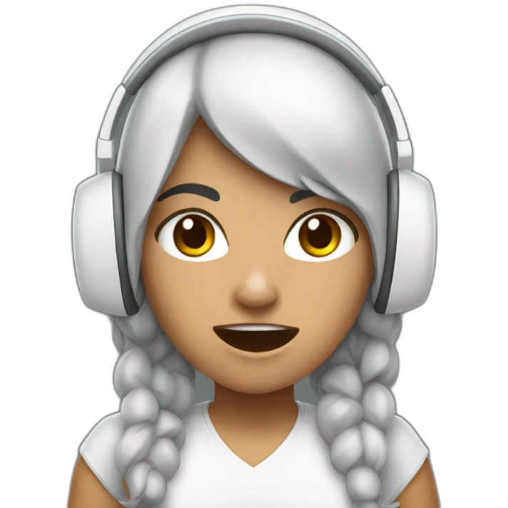 Hispanic girl with white headset raging emoji