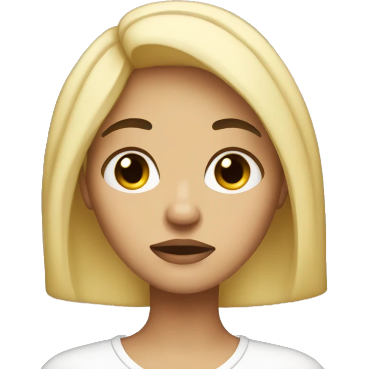 a sad blonde with black hair on her roots emoji