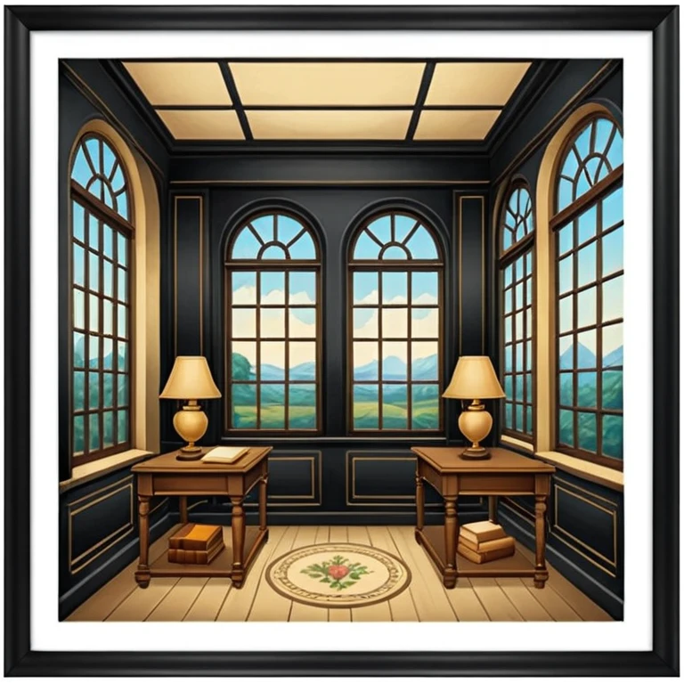 Vintage old antique academia aesthetic scenery interior  emoji