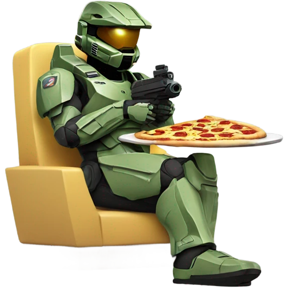 Master chief eating a pizza emoji