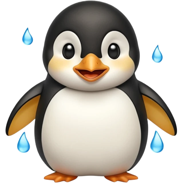 laughing penguin with tears while laughing coming out of eyes and going side ways emoji