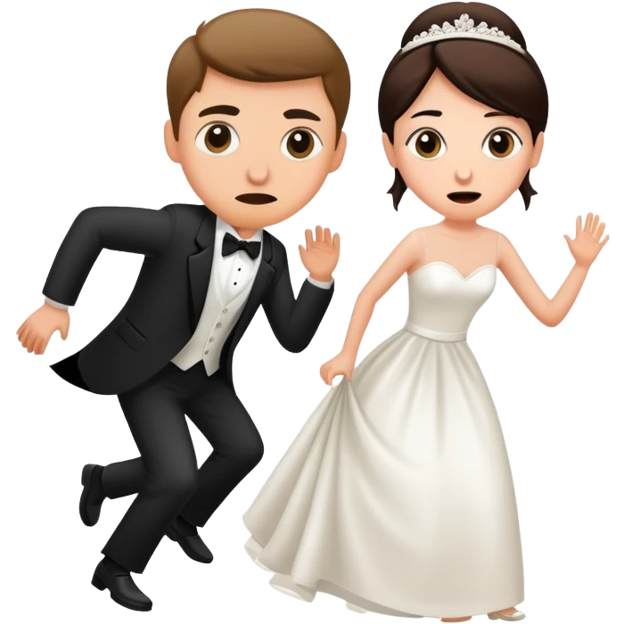 A person sneaking into a wedding, uninvited guest with funny expression emoji