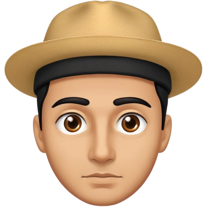 A man with black eyes and eyebrows and a hat emoji