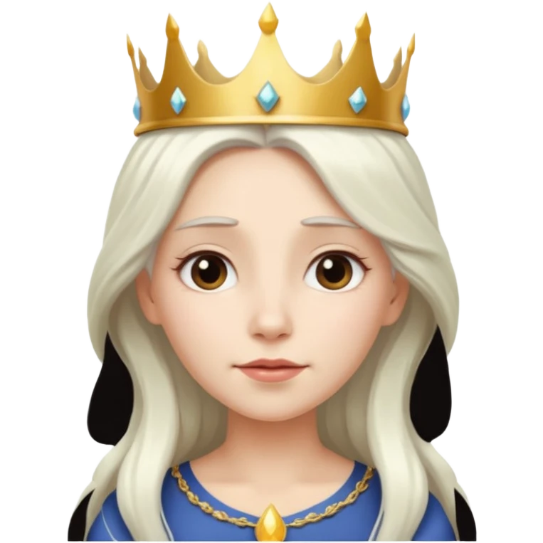 White Long Haired Women, Queen with crown — soft expression, moonlight tone emoji