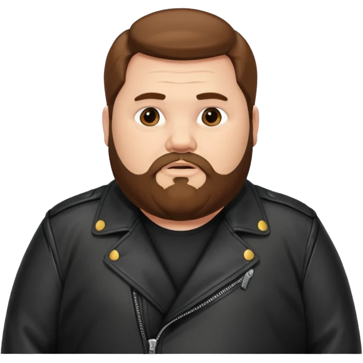 Long hair obese men with beard in leather jacket emoji