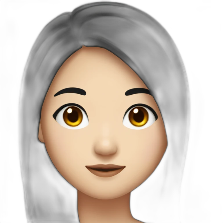 wasian girl with long black hair and eyeliner from head to chest emoji