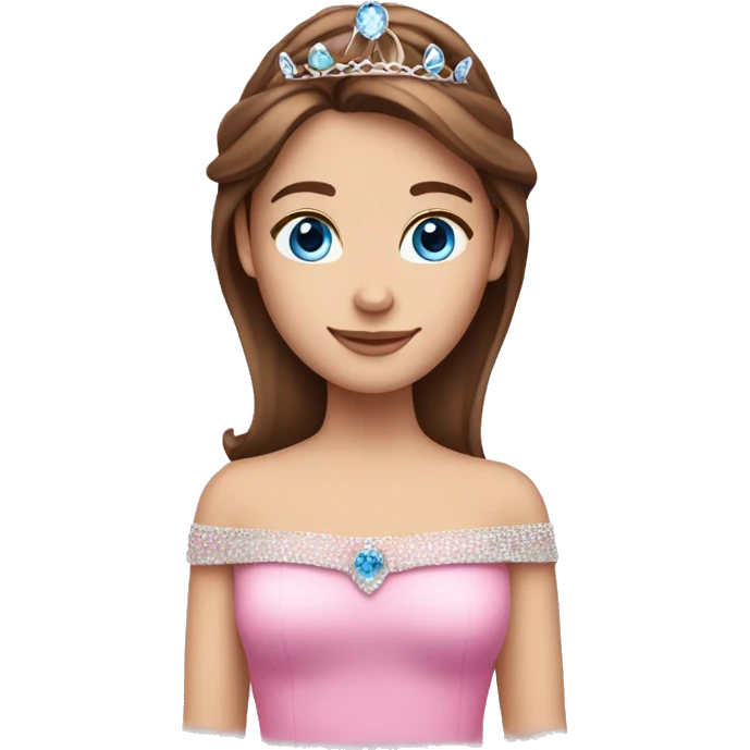 Girl with brown hair and blue eyes pink tiara emoji emoji