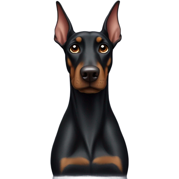 Black Doberman one ear cropped one ear down  emoji