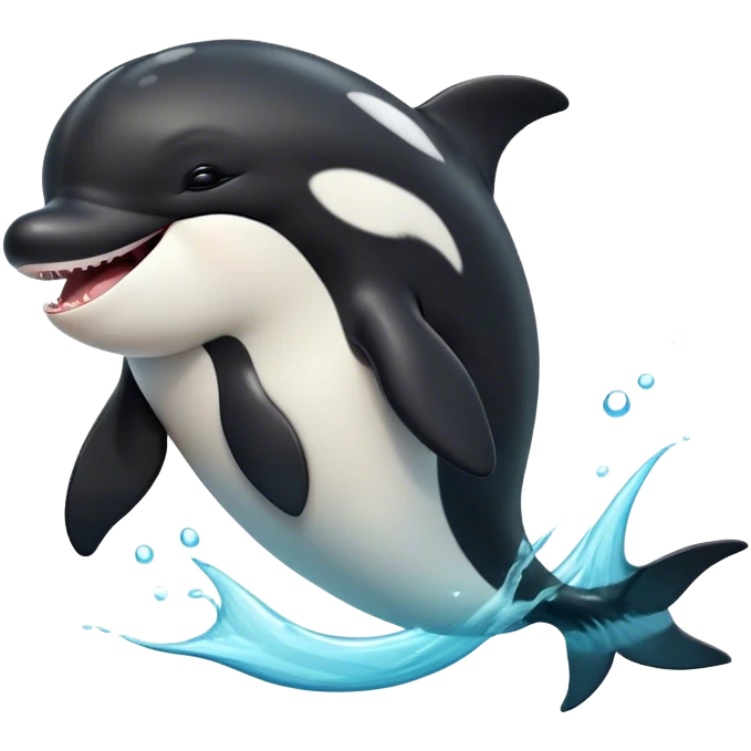 Cinematic Cute Yawning orca Portrait Emoji, Head tilted slightly with a dramatic, wide-open yawn, showcasing a sleek black-and-white body with gently relaxed fins and sleepy, half-closed eyes, Simplified yet irresistibly adorable features, highly detailed, glowing with a soft, cozy marine glow, high shine, relaxed yet expressive, stylized with a dash of whimsical deep-sea charm, soft glowing outline, capturing the essence of a drowsy yet affectionate orca that appears ready to stretch out in the waves for a nap! emoji