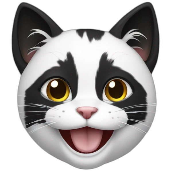 laughing black and white cat emoji