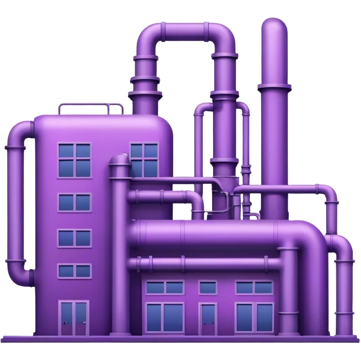 Minimalistic factory building in purple and violet tones, with only 2 pipes emoji