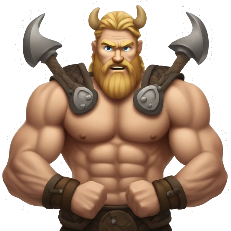 muscular viking shows off muscles emoji